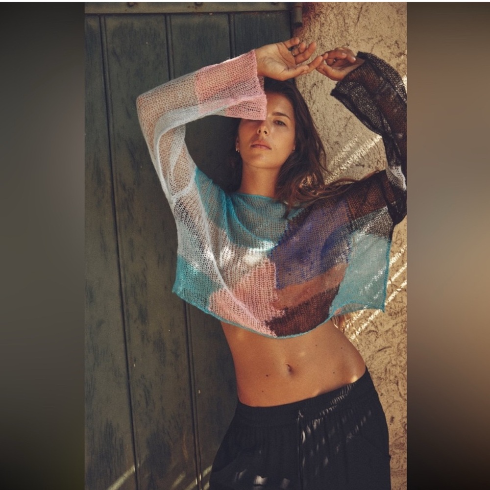 Zara Colorblock open knit sweater